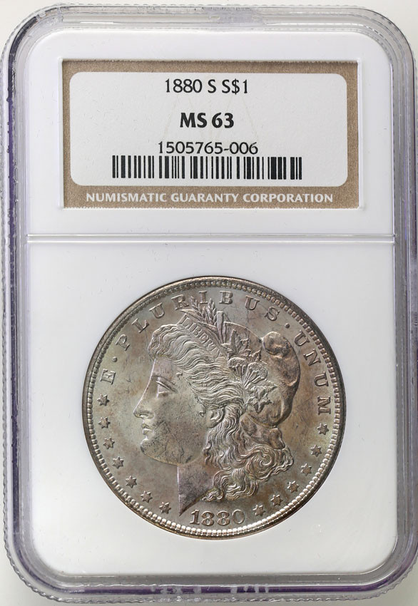 USA. 1 dolar 1880 S, San Francisco NGC MS64